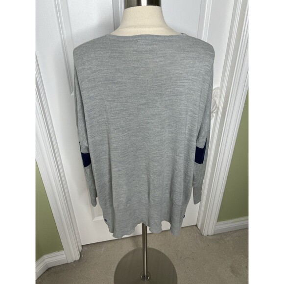 MERSEA The Amour Pullover Sweater One Size Gray Navy Heart Patch - Picture 9 of 9